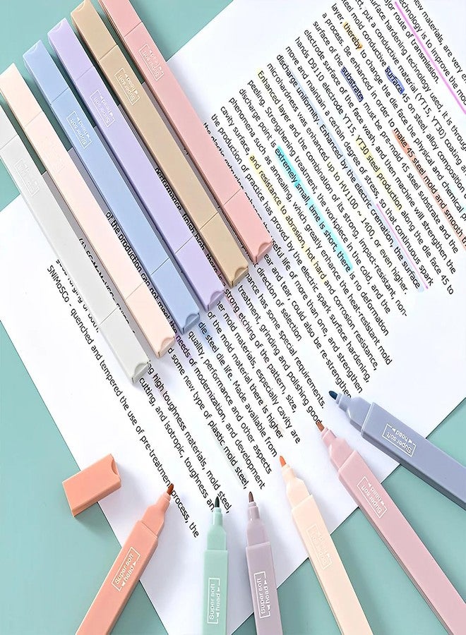 Roktry 6 Pieces Highlighters Newest 2-in-1 Highlighters Aesthetic Pastel Set for Students Hand Account Colour Painting Sketching Art Chisel Tip Highlighter Pens - Image 2